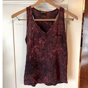 Red acid wash tank top